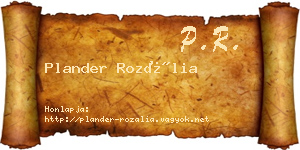Plander Rozália névjegykártya